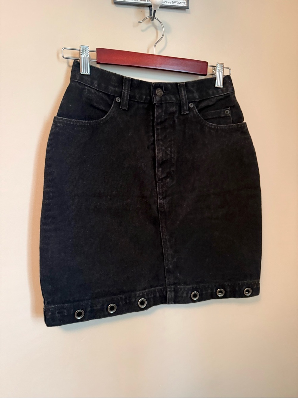Harley-Davidson Black Denim Straight Mini Cotton Skirt size 4